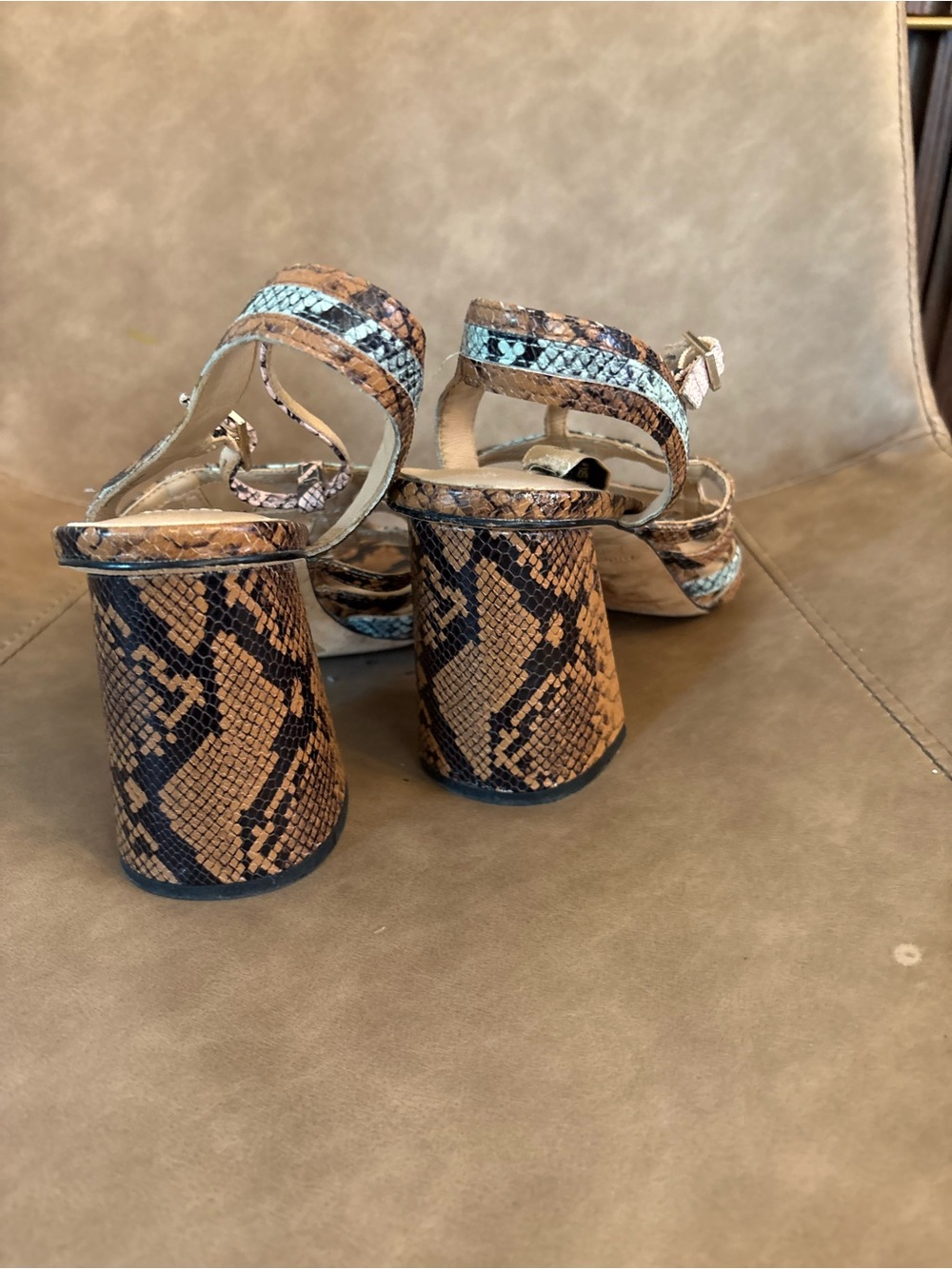 Antonio Melani snakeskin print heeled strappy shoes heels sandals size 10 - Picture 4 of 6